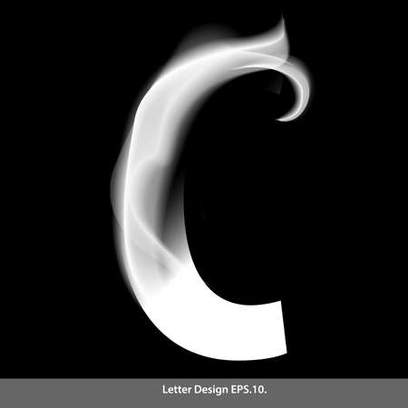 Letter C with smoke waves. Vector illustration.のイラスト素材