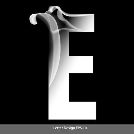 Letter E with smoke waves. Vector illustration.のイラスト素材