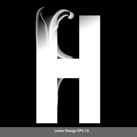 Letter H with smoke waves. Vector illustration.のイラスト素材