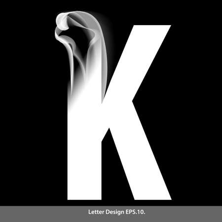 Letter K with smoke waves. Vector illustration.のイラスト素材