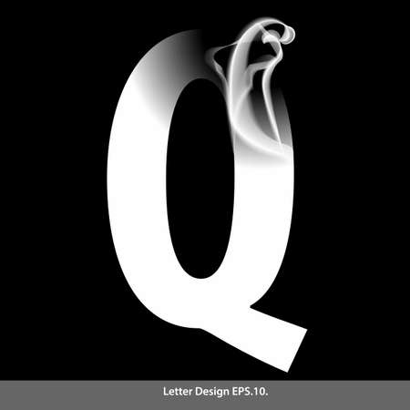 Letter Q with smoke waves. Vector illustration.のイラスト素材