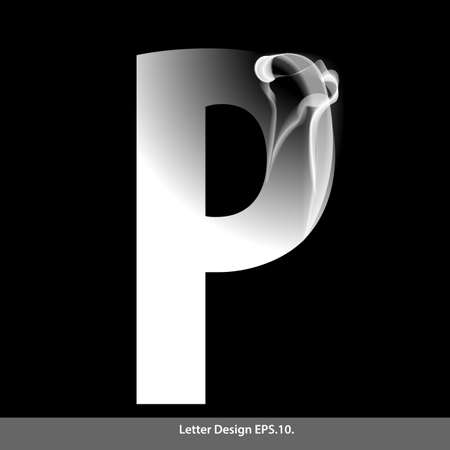 Letter P with smoke waves. Vector illustration.のイラスト素材