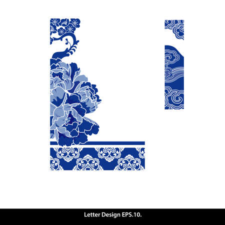 Oriental style alphabet tape L. Traditional Chinese style.のイラスト素材