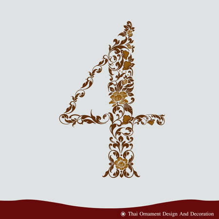 Number Four in the old vintage style. ABC concept type as logo. Typography designのイラスト素材