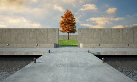 3d render of abstract and minimalistic open space.の写真素材