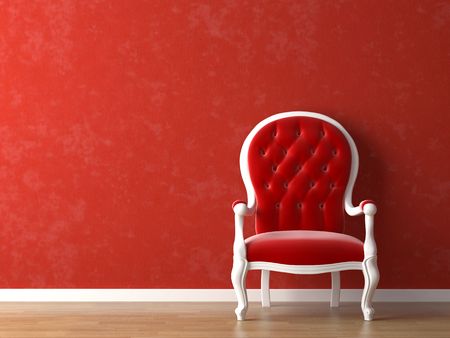 red and white interior design with minimal elements の写真素材
