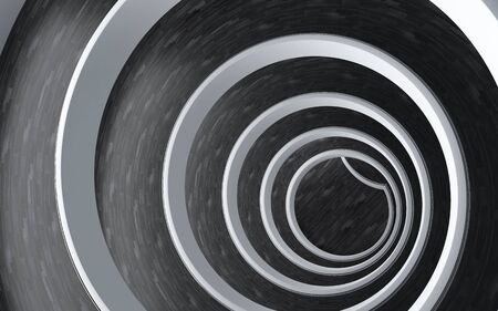 3d scene of a modern spiral ramp on white and blackの写真素材