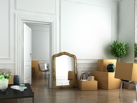 interior scene of flat on the day of moving in interior scene of flat on the day of moving in
