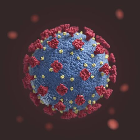 a representation of the coronavirus COVID-19 seen under the miscroscope in a blood sample, isolated...
