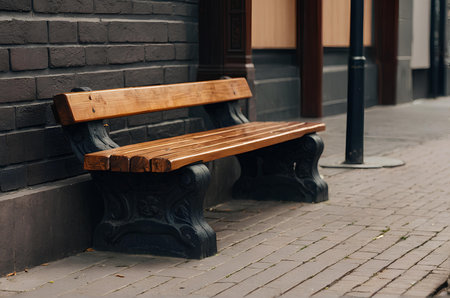 Wooden bench on the street in the old town of Tallinnの素材