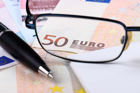 Fifty euro and penの写真素材