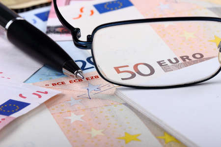 Fifty euro and pen の写真素材
