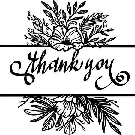 Calligraphic inscription with the words "Thank you" of scratch style. Sketch engraving vector illustration. Scratch board style imitation. Black and white hand drawn image.のイラスト素材
