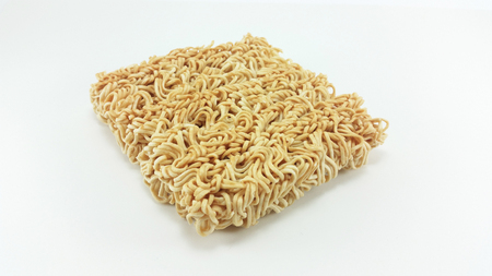 closed up instant noodle in white backgroundの写真素材