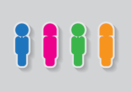 male and female sign in colored (blue, pink, green, orange)のイラスト素材