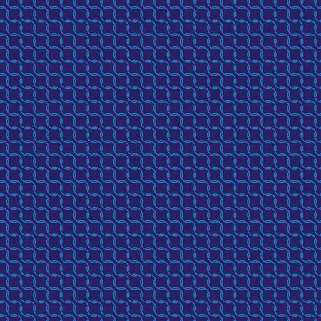 Connected Curve Seamless Pattern - Light Blue on Navy Blue.のイラスト素材