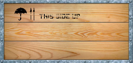 Slatted wooden case used for transporting or storing goods.の写真素材