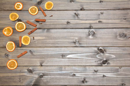 Background with cinnamon and orangeの写真素材