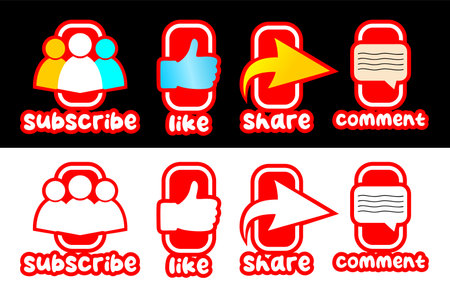 Set of social media icons with thumbs up and thumbs down signs.のイラスト素材
