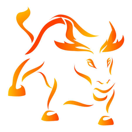 Angry Bull - flame styleの写真素材