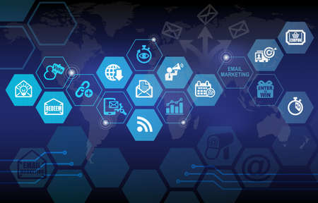 Email Marketing Advertising Strategy Backgroundの写真素材