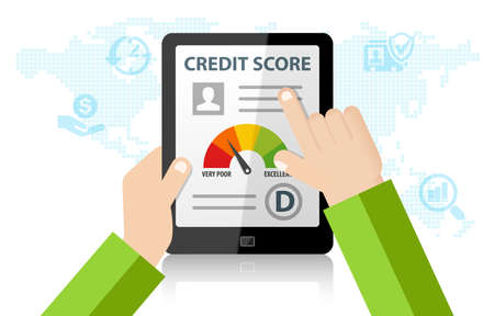 Checking Credit Score Financial Report Online Rating Record on tabletの写真素材