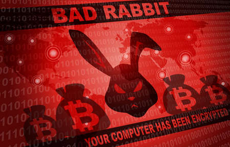 Bad Rabbit Ransomware Attack Malware Hacker Around The World Backgroundの写真素材