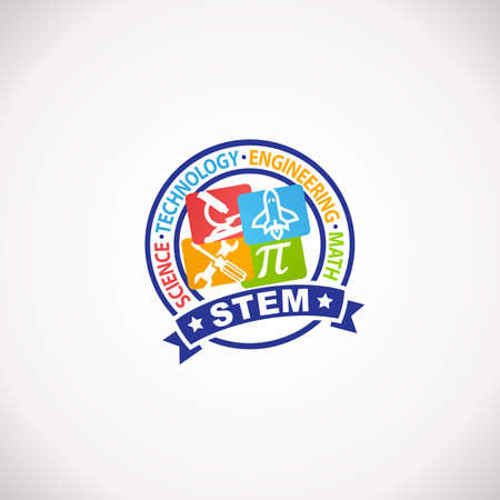 STEM Education Rubber Stamp Logo. Science Technology Engineering Mathematics.のイラスト素材