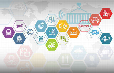 Logistics, delivery, shipping and transportation backgroundの写真素材