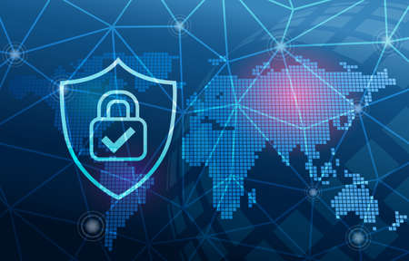 Cyber Network Security Data Privacy Protection Verification Concept Backgroundの写真素材