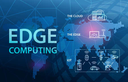 Edge Computing Internet Cloud Technology Concept Backgroundの写真素材