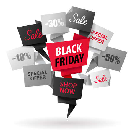 Black Friday Sale Advertising promotion origami banner or flyerの写真素材
