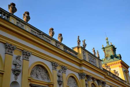 A view of the historic royal palace in Wilanow in Warsawの写真素材