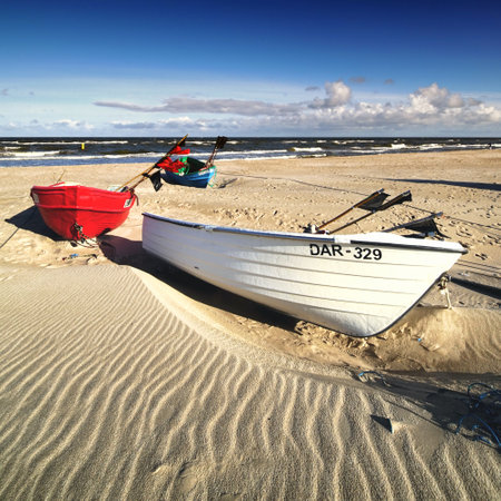 DABKI, POLAND: Cutters or fishing boats on the Baltic beach. Due to fishing restrictions, there are fewer and fewer of them.のeditorial素材