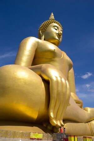 Big golden and art of buddha at Wat muang, Angthong province, Thailandの写真素材