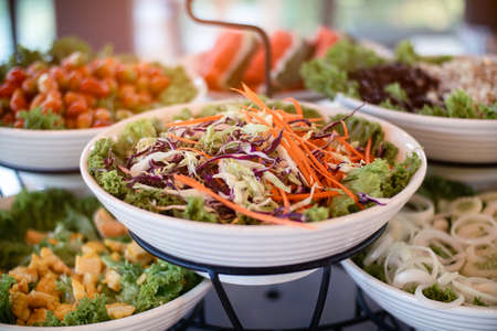 Salad vegetables buffet in hotel restaurantの写真素材