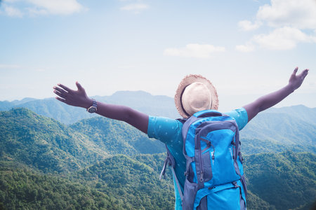 Freedom african traveler exploring in the world conceptの写真素材