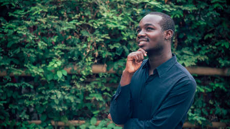 Native african man is positive thinking with smileの写真素材