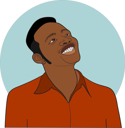 African man laughing happily. Vector flat illustration
のイラスト素材