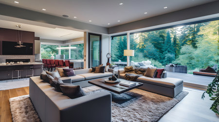 Luxury living room interior design in modern house. Northwest, USAの素材