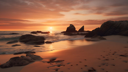 Seascape at sunset. Beautiful seascape at sunset.の素材