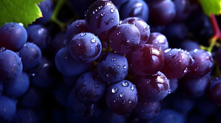 bunch of grapes with water drops, close-up, macroの素材