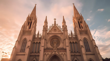 Grand Architectural Beauty: A Magnificent Church Reaching for the Heavensの素材