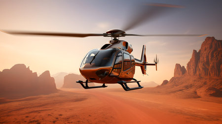 Helicopter in the desert.の素材