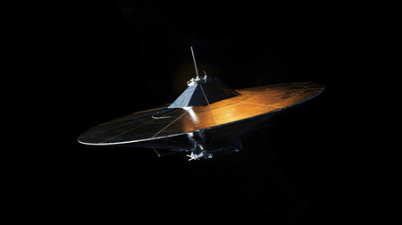 Flying saucer on a dark backgroundの素材