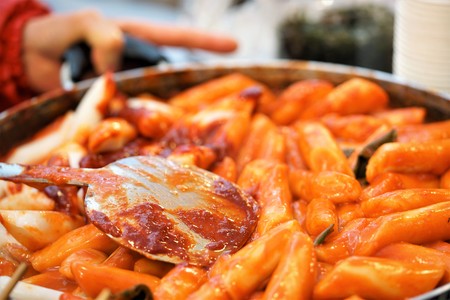 ttopoki spicy rice cake korean street foodの写真素材