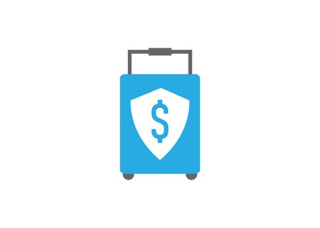 suitcase and security shield, flat design style vector iconのイラスト素材