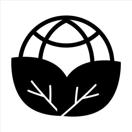 globe icon vector. globe with leaves icon. outline style  global nature icon vector conceptのイラスト素材