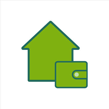 home icon. home icon with wallet . home icon concept for mobile and web design, design element. home icon illustration.のイラスト素材