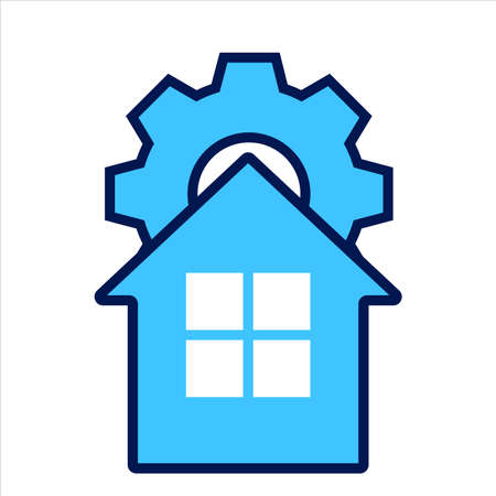 setting icon. setting with house symbol. Concept of smart house . Vector illustration, vector icon concept.のイラスト素材